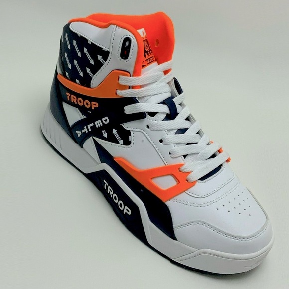 Men\'s Troop Delta White Navy Orange High-Top Sneakers NWT